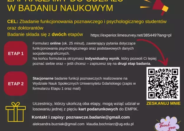 Zapraszamy do udziału w badaniu naukowym!